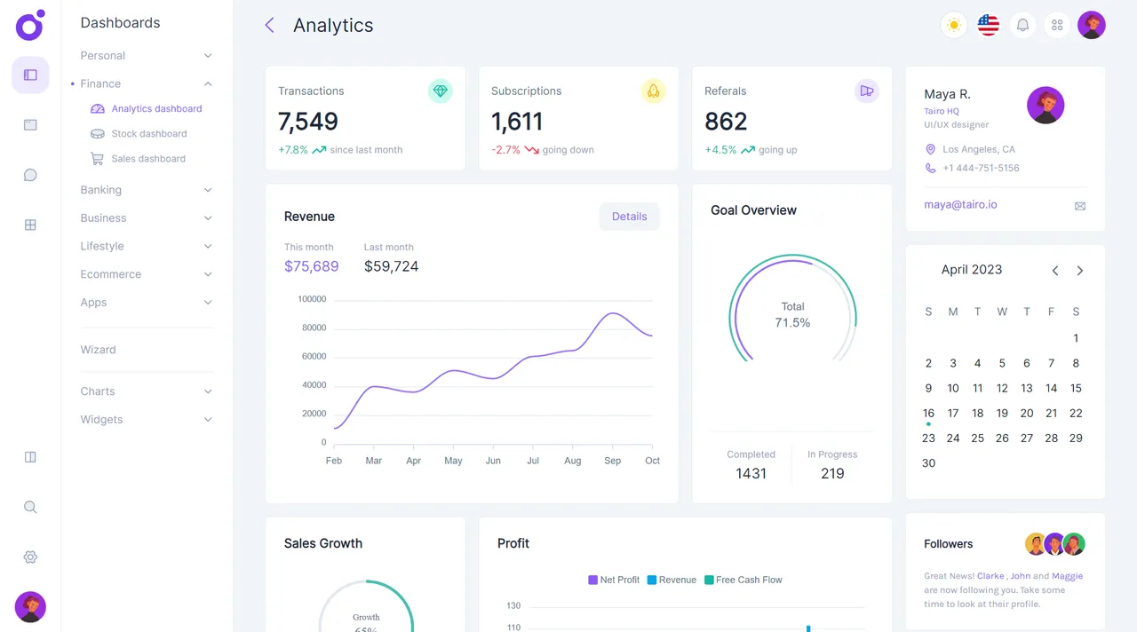 The Nuxt & Tailwind CSS dashboard system - Tairo