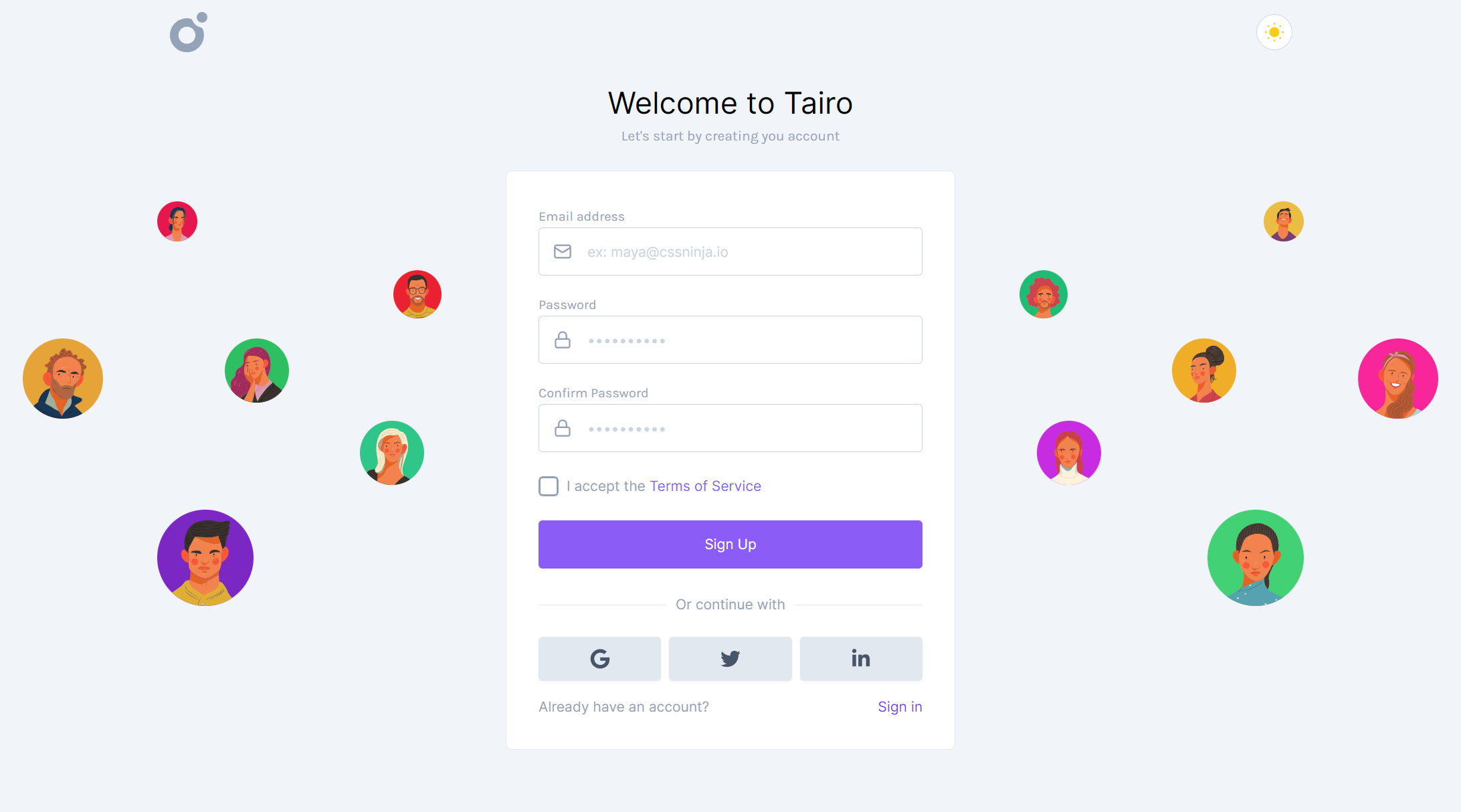 Tairo - Signup 3